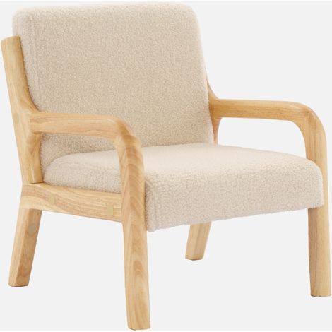 Poltrona scandinava per bambini in legno, tessuto bouclé