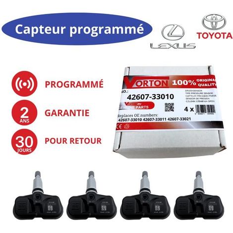 4x Sensori TPMS preprogrammati Lexus 433 MHz - Sostituzione 42607-33010 per RX/GS/IS/LS/CT/LX/GX/SC