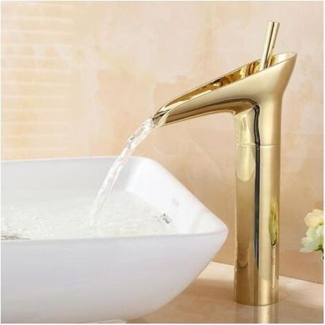 Robinet Salle Bain Cascade Robinet Lavabo Mitigeur Cascade Tobinet Haut Salle Bain Cascade Bassin Tobinet Salle de Bain Doré Robinet Lavabo Doré (1/5)