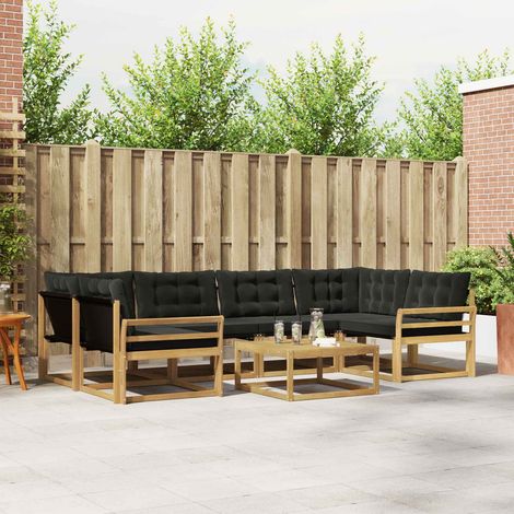 vidaXL Outdoor-Sofagarnitur 7 pcs Weiß und Schwarz 79 x 79 x 37 cm (1/5)
