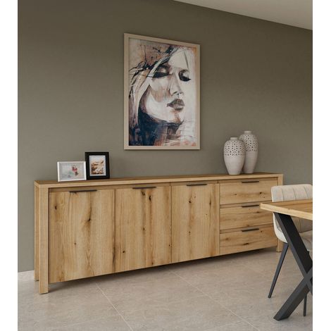 Buffet/bahut contemporain 220 cm chêne etna Bonno (1/5)