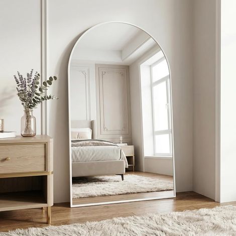 Miroir mural rond en aluminium avec cadre blanc, 120x80 cm. Cadre en alliage d'aluminium résistant aux chocs. Miroir de salle de bain. Peut être posé contre le mur ou accroché. Miroir (1/5)