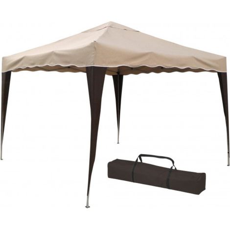 Gazebo Pieghevole 3 x 3 Trasportabile con Borsa in Metallo e Tessuto Verdelook - Colore: Beige
