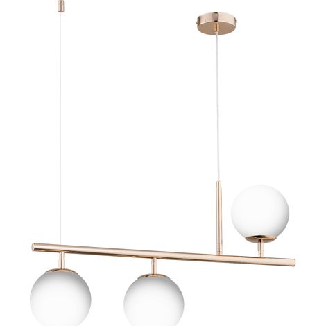 Suspension cuivrée 3 globes blancs E14 Alfa Abakus (1/2)