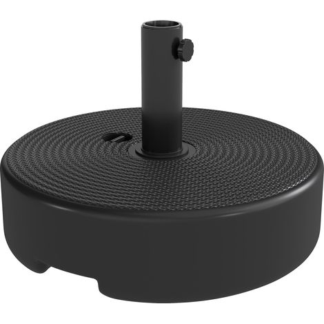 Pied de parasol, socle parasol extérieur Remplissable jusqu'à 19 kg avec Sable ou 15 kg avec Eau, Ø 45 x 30,5 cm, noir (1/5)