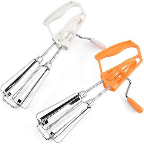 Batteur à œufs - Acier inoxydable - Double rotation - 25x11cm - Couleur aléatoire (1/5)