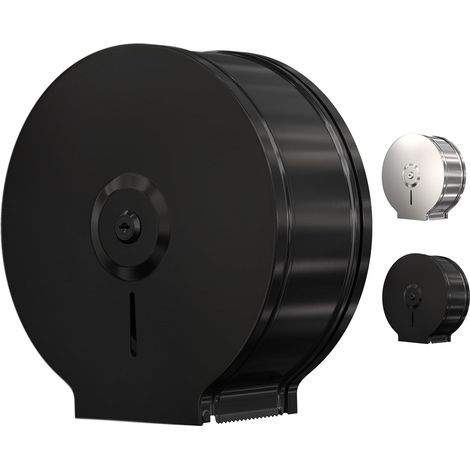 Extra großer Toilettenpapierhalter (schwarz), industrielle Wandmontage, gewerbliche Qualität, abschließbar, Edelstahl, für Badezimmer, 9-Zoll-Rollen (1/2)