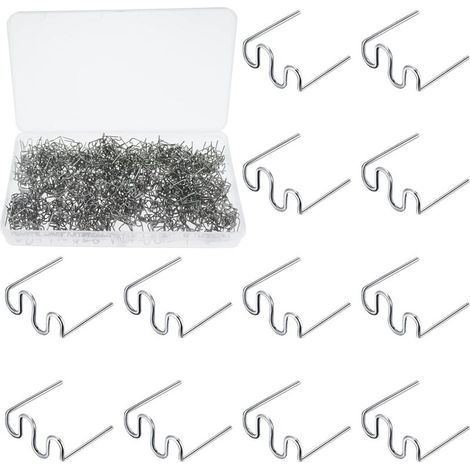 500 PCS Agrafes Chaudes Métal, 0.8mm Wave Style Soudure Plastique Agrafe pour Réparation de Pare-Chocs de Voiture, Soudage de Carrosserie, avec Boîte (1/5)