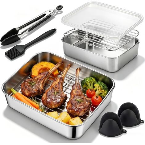 Airfryer Accessoires Plat à rôtir en acier inoxydable 304 Accessoires pour friteuse à air chaud (1/5)