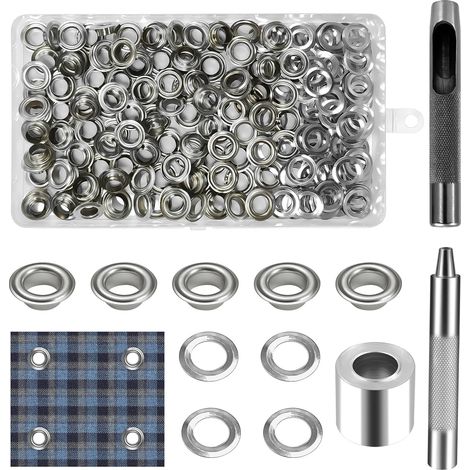 120pcs Kit Oeillet Couture,Œillets en Cuivre Avec 3 Outils (8MM) (1/5)