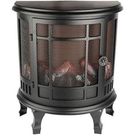Ideen mit Herz Cheminée LED Nostalgie,Cheminée décorative,électrique,fonctionne sur piles,sans chauffage,Effet flamme/flamme réaliste,avec fonction minuterie (6 heures allumé,18 heures OFF)