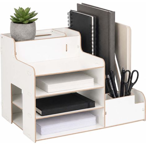 Relaxdays Document de rangement, DIN A4, 2 porte-documents, HBT: 28x37x29 cm, blanc, organisateur de bureau, Home Offic (1/5)