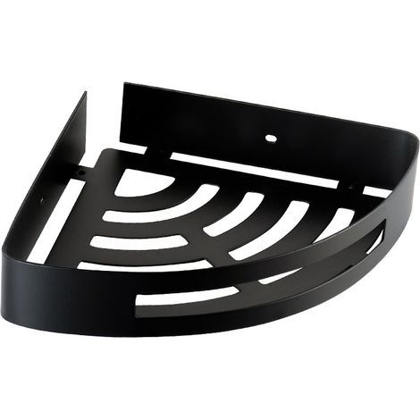 Wide, angled shower caddy in brushed stainless steel (black) (1/5)