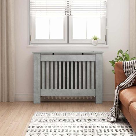 vidaXL  Radiator Cover  Concrete Grey 112 x 19 x 81.5 cm Engineered Wood