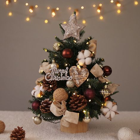 Sapin de Noël PE avec lampe 45cm, petit arbre décoratif lumineux, ornement de fête, fournitures de décoration festive (1/4)