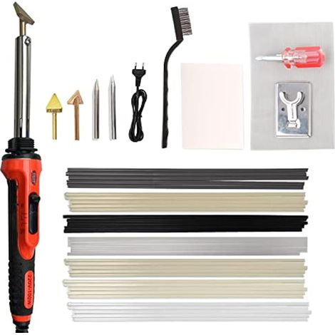 Fer à souder en plastique 100 W multifonction 3 vitesses avec 4 pointes à souder Support pour fer à chaud Filet Patch Brosse en métal (1/5)