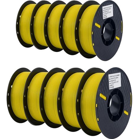 PLA-Filament für 3D-Drucker, 1,75 mm Durchmesser, 1 kg Rolle, 10 kg PLA Gelb (1/2)