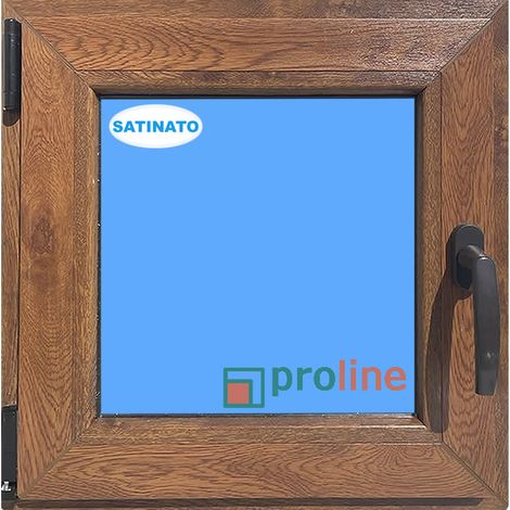 Finestra in PVC L500 mm x H500 mm  Rovere Dorato, Oscillo-battente apertura a sinistra vetro satinato