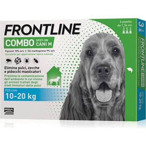 Frontline combo per cani da 10 a 20 kg confezione da 3 pipette