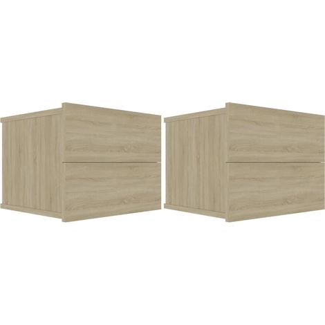 Set di 2 comodini sospesi con cassetti 40 x 30 x 30 cm in derivati del legno color rovere DEC035227