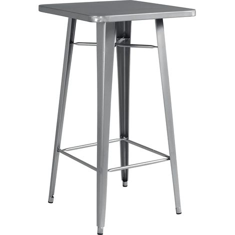 Tavolo Bar e Street Food Alto in Lamiera Galvanizzata Stile Industriale Tavolo per Interni ed Esterni 60 x 60 Centimetri Avorio (1/3)