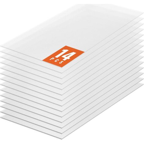 Plaques Ondulées Polycarbonate Toiture Serre Jardin 1210x605x4 mm Lot de 14 Blanc Transparent (1/5)
