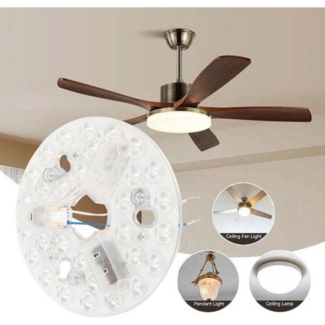 Kit di retrofit con luce LED di ricambio per ventilatore a soffitto da 15 W, dimmerabile a 3 CCT con funzione di memoria, base universale in alluminio compatibile con la maggior parte dei ventilatori (1/4)