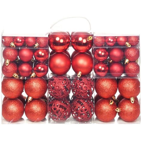 100 Boules de Noël Rouge pour décorer votre sapin (1/5)