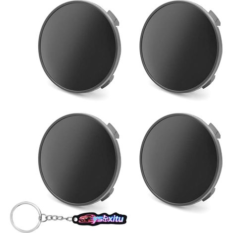 Cache-moyeu de voiture 4 x 69 mm - Capuchon de rechange moyen - Ajustement parfait et couverture rigide - Noir (1/5)