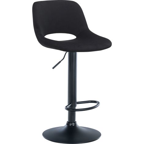 Tabouret de bar Camden velours Noir Métal noir mat (1/5)