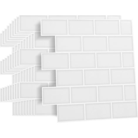 Idmarket – Crédence adhésive murale effet carrelage métro blanc – Lot de 10 plaques 30x30 cm – Résistante à l'eau – Facile à poser et entretenir