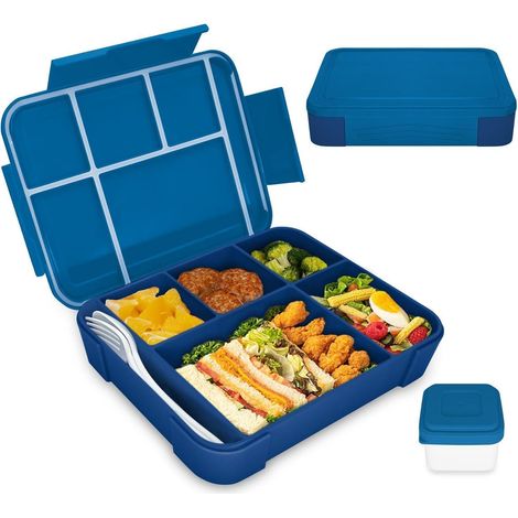 Brotdose Kinder mit Fächern, Auslaufsicher Bento Box, Lunchbox 1300ml (1/5)