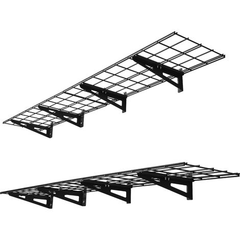 VEVOR Scaffale da Parete per Garage Portaoggetti 2 pezzi 183x31,5x12,2 cm, Scaffale a Griglia da Muro per Garage Lavanderia Officina Carico Singolo max. 136 kg, Rete da Parete Portaoggetti, Nero