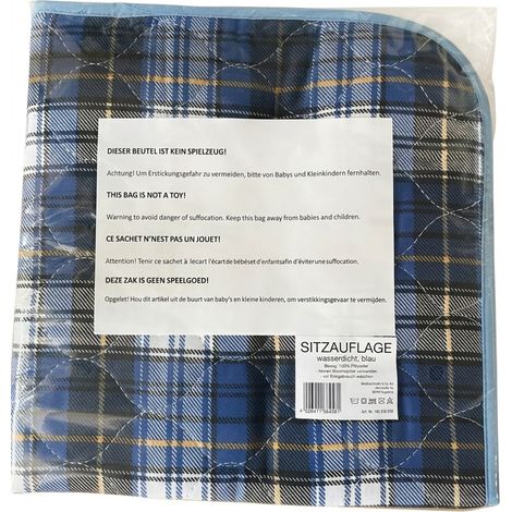 Sitzauflage wasserdicht, blau kariert (1/2)