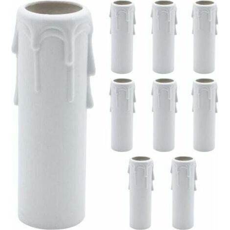 Paquet de 9 bougies gouttes gouttes en plastique couvre les tubes pour lustre lumière pendants luminaires blanc