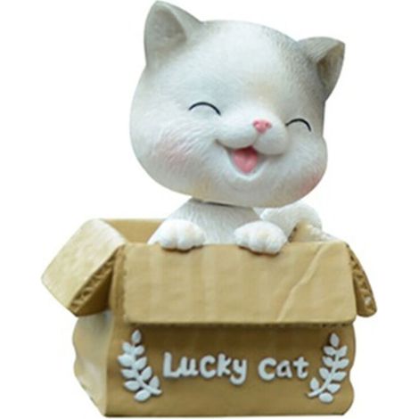 Car Dashboard Lucky Cat Decor Resin Shaking Head Cat Ornament Cute Cartoon Dancing Toy Figurines for Auto Interior Decoration (1/5)