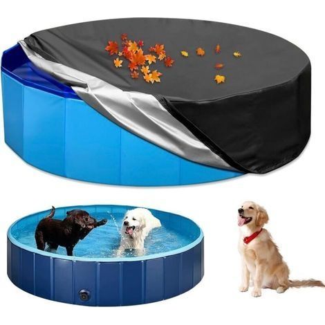 Bâche Protection pour Piscine Ronde, Couverture de Piscine pour Chien avec Cordon, 160 x 30 cm Housse Piscine Imperméable Pliable Oxford Housse de Protection pour Piscine Hors Sol Ronde (1/5)