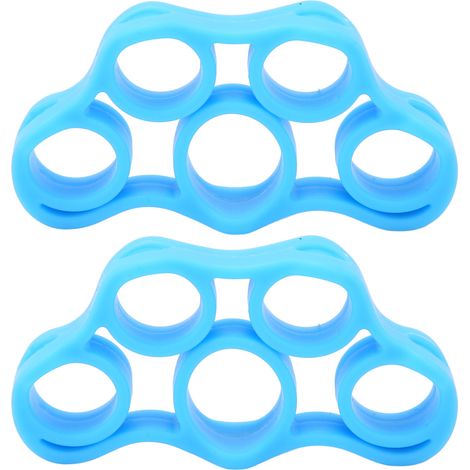 2pcs Bande de Résistance pour Doigts Silicone Bleu Clair 6.6LB Améliore la Dextérité Flexibilité Élevée Musculation de la Main pour Personnes Âgées (1/5)