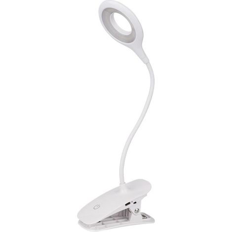 Lampe de Bureau LED, Lampe de Lecture 1200mAh Rechargeable 16 LEDs 3 Luminosité Lampe Pince pour Lit 360° Flexible Lampe de Chevet Tactile sans Fil pour Enfant, Nuit, Étude et Travail (1/5)