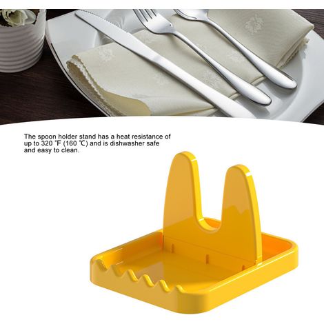 Porte-couverts de cuisine à double oreille, pliable et vertical, multifonctionnel, pour baguettes, cuillères et couvercles de casseroles, jaune. (1/5)
