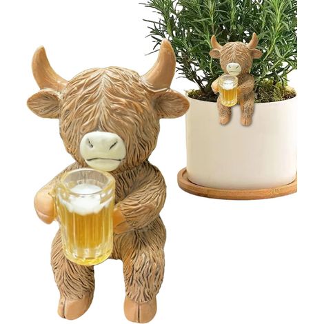 Figurines De Vache - Statuette en Résine De Vache Drôle Qui Boit - Décor (1/5)