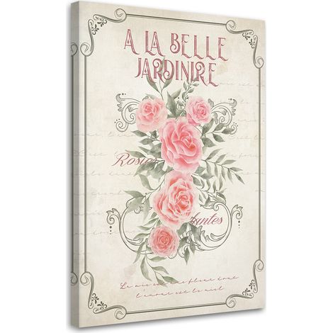 Tableau sur toile Fleurs de roses Shabby Chic 60x90 (1/5)