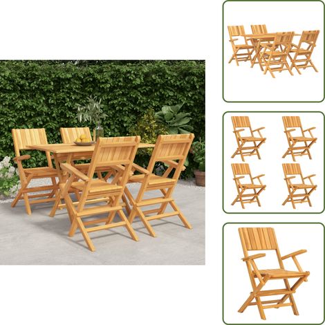 Tavolo in teak - vidaXL Set da Pranzo per Giardino 5 pz in Legno Massello di Teak - Sedie pieghevoli