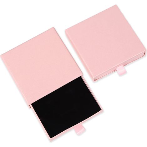 Boîte Cadeau Bijoux - Boîte Organisateur Kraft Carrée pour Bracelet Collier Boucle D'oreille - 8 x 7,5 x 1,85 cm - Rose - 2 Pièces (1/5)