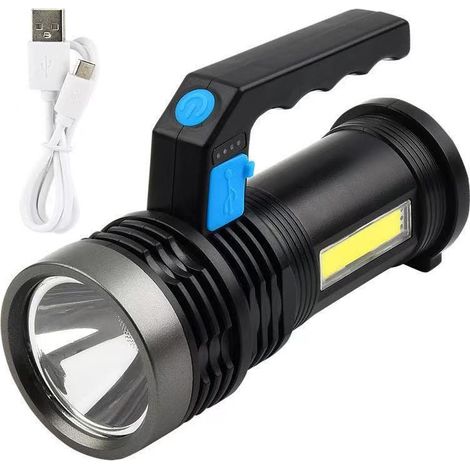 Lámpara de mano recargable por USB, linterna LED portátil potente con 4 modos, luz de trabajo COB y asa, resistente al agua IP65, ideal para camping al aire libre, senderismo y emergencias (1/5)