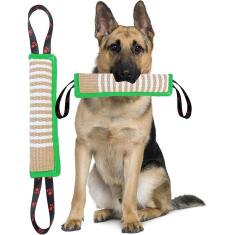 Corde à mâcher pour chien, jouet indestructible pour chien, jouet interactif de tir à la corde avec deux poignées, vert,DS5CSW