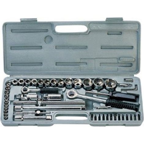 TrAdE Shop Traesio - Kit Set Chiavi A Bussola Con Cricchetto 52 Pezzi Chrome Vanadium Professionale -