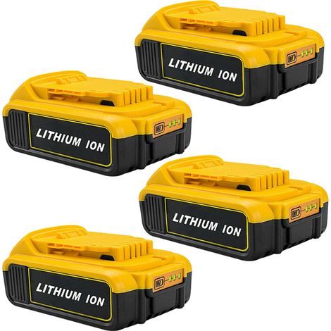 4X Batterie pour DEWALT DCB184 DCB184B-XJ DCB180 DCB181 DCB182 DCB183 DCB185 18V XR Power Tool Battery 18V-20V 2,0Ah Lithium Indicateur LED (1/5)