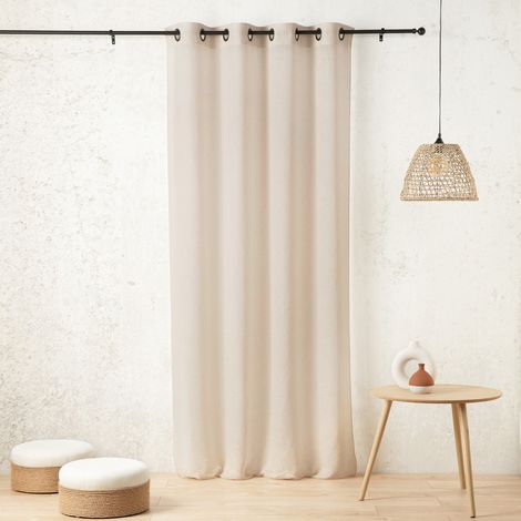 Voilage tamisant en gaze poly-lin à œillets Crème 140x260 cm