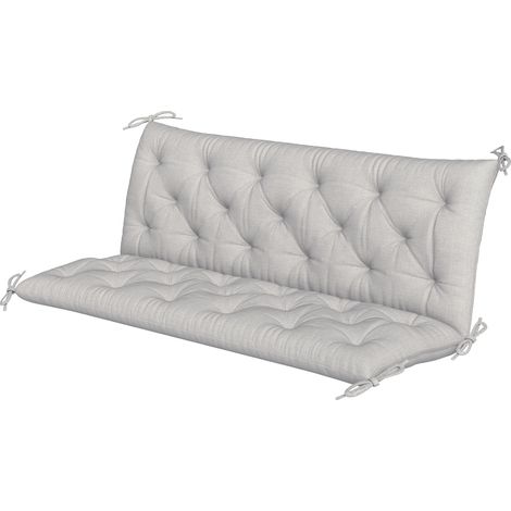 Coussin matelas assise dossier pour banc de jardin balancelle canapé 3 places grand confort 150 x 98 x 8 cm gris clair (1/5)